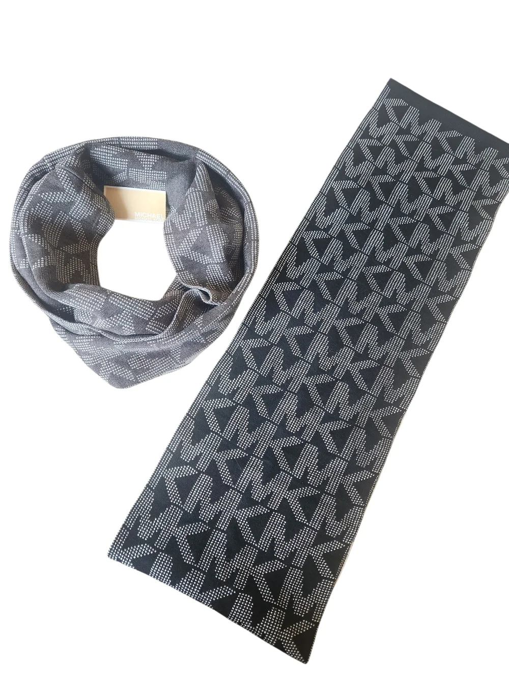 Set Of 2 Michael Kors Reversible Monogram Scarfs